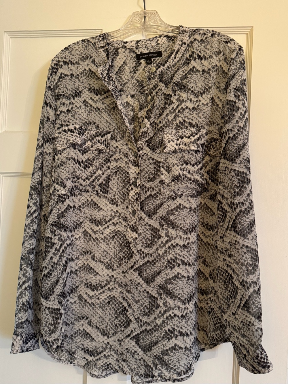 Banana Republic - Snakeskin Print, Long Sleeve Blouse